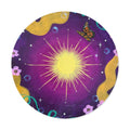 Purple Sun Round Vinyl Sticker — Purple Cosmic Butterfly Design